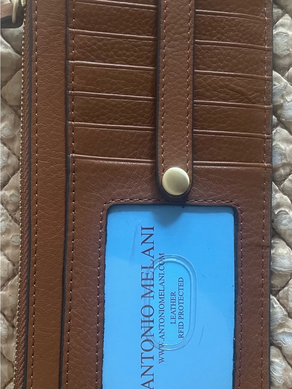 ANTONIO MELANI Brown Leather Card & ID Holder and Smaller Card holder SET